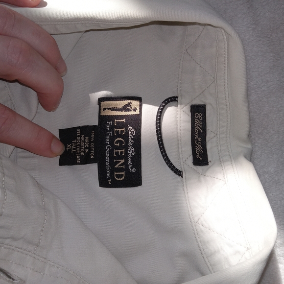 Vintage Eddie Bauer Legend Elkhorn Shirt Button Up Long Sleeve XLT Light Beige - Picture 9 of 11